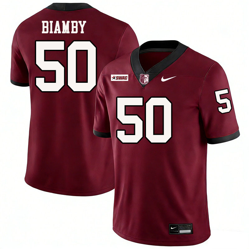 Alabama A&M Bulldogs #50 Dimitris Biamby College Football Jerseys,Uniforms-Maroon
